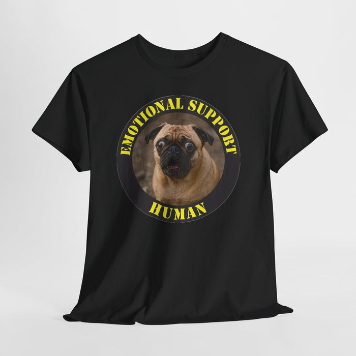 Emotional Support Human T-Shirt – Pug Graphic Tee, Funny Dog Lover Gift