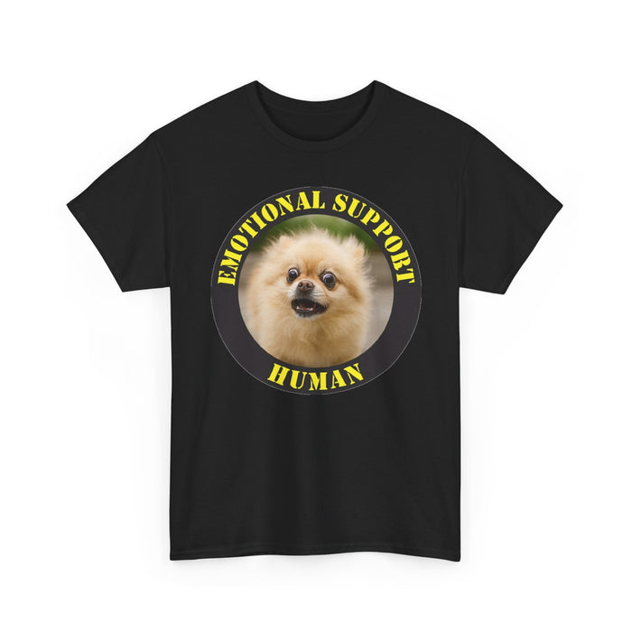Emotional Support Human T‑Shirt — Cute Pomeranian Therapy Dog Tee