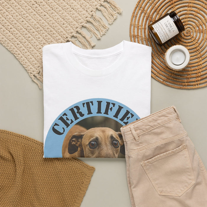 T-Shirt — "Certified Velcro Dog" Graphic Tee (Funny Dog Lover Shirt)