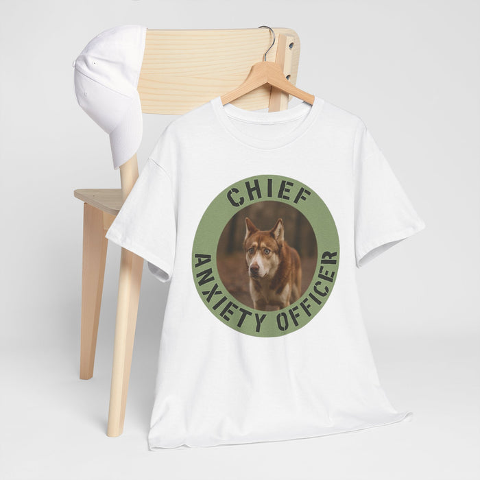 Chief Anxiety Officer T-Shirt — Funny Dog Graphic Tee for Dog Lovers & Anxious Humor