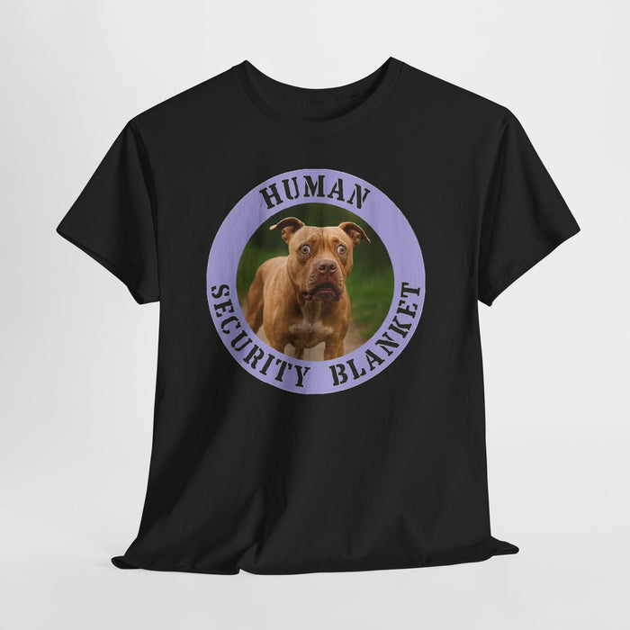 Pit Bull Human Security Blanket T-Shirt – Funny Dog Photo Tee