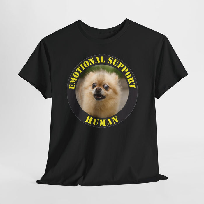 Emotional Support Human T‑Shirt — Cute Pomeranian Therapy Dog Tee