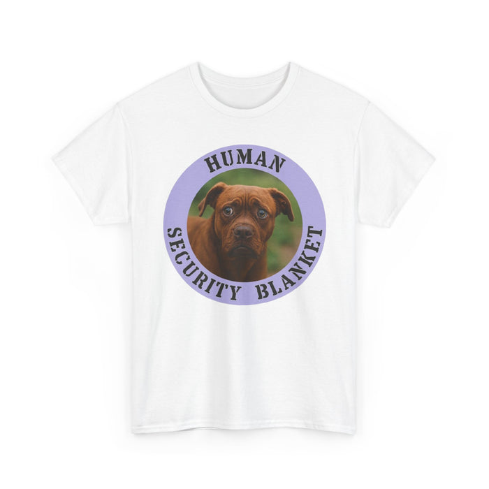 Pit Bull Dog “Human Security Blanket” T-Shirt — Cute Boxer Pup Graphic Tee