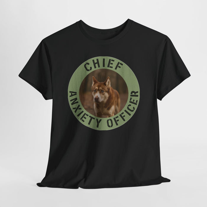 Chief Anxiety Officer T-Shirt — Funny Dog Graphic Tee for Dog Lovers & Anxious Humor
