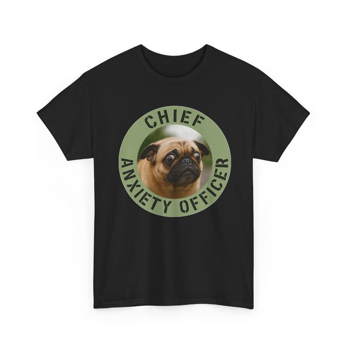 Chief Anxiety Officer Tee — Funny Pug Graphic T-Shirt