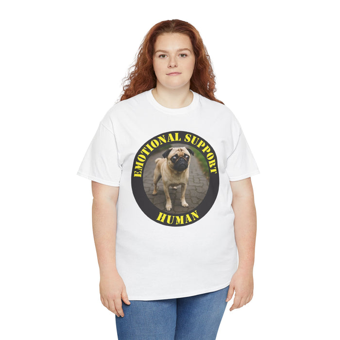 Emotional Support Human T‑Shirt — Funny Pug Pet Lover Tee