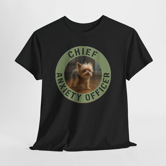 Chief Anxiety Officer T‑Shirt — Cute Yorkie Dog Graphic Tee