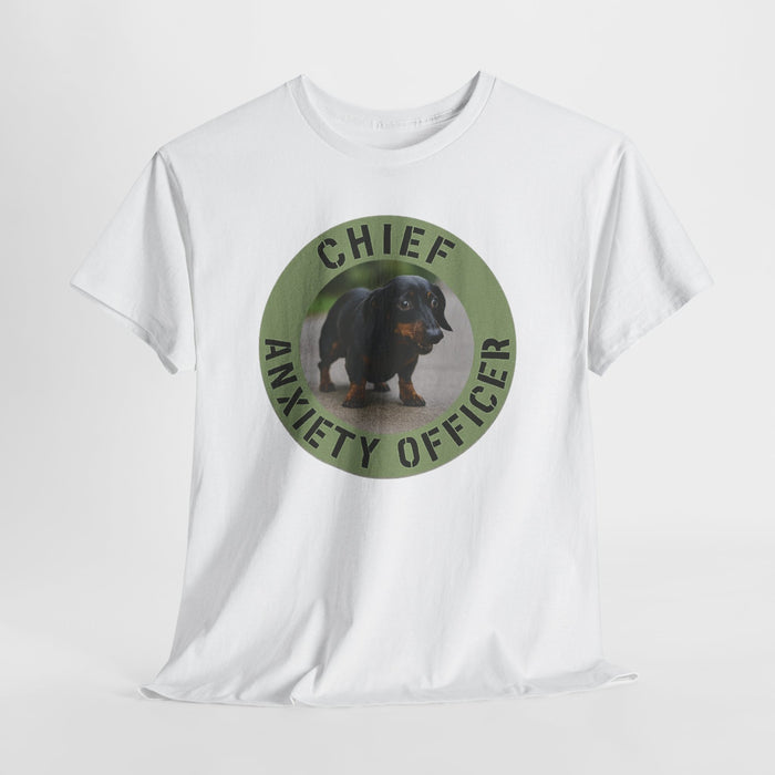 Chief Anxiety Officer T-Shirt — Cute Dachshund Pet Humor Tee