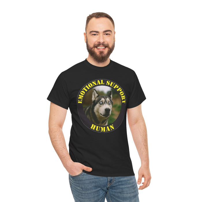 Emotional Support Human T-Shirt — Cute Husky Pet Lover Tee