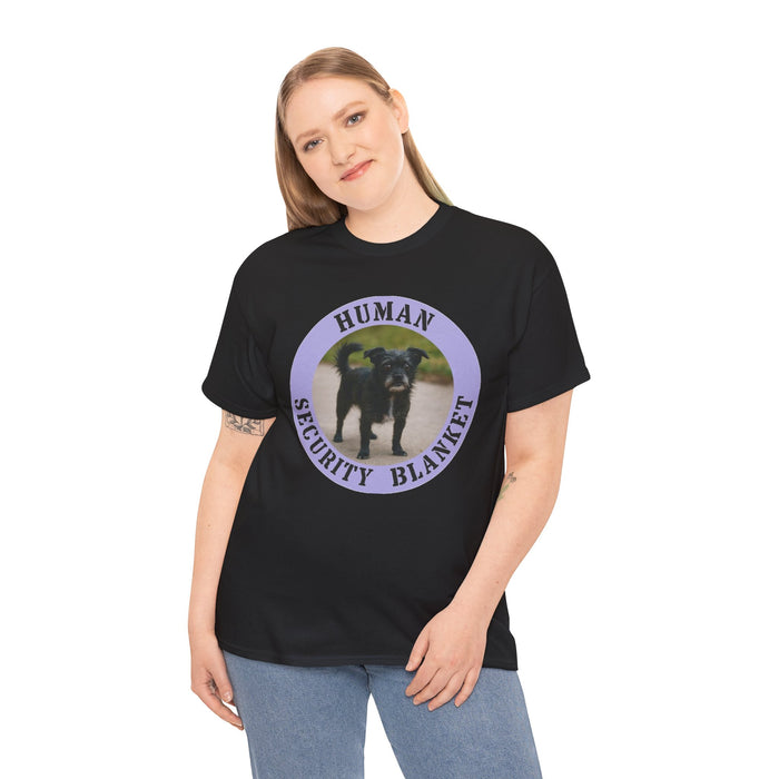 Human Security Blanket T-Shirt — Cute Black Dog Graphic Tee