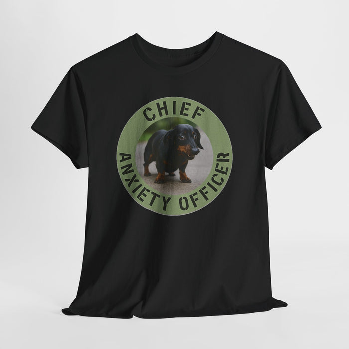 Chief Anxiety Officer T-Shirt — Cute Dachshund Pet Humor Tee