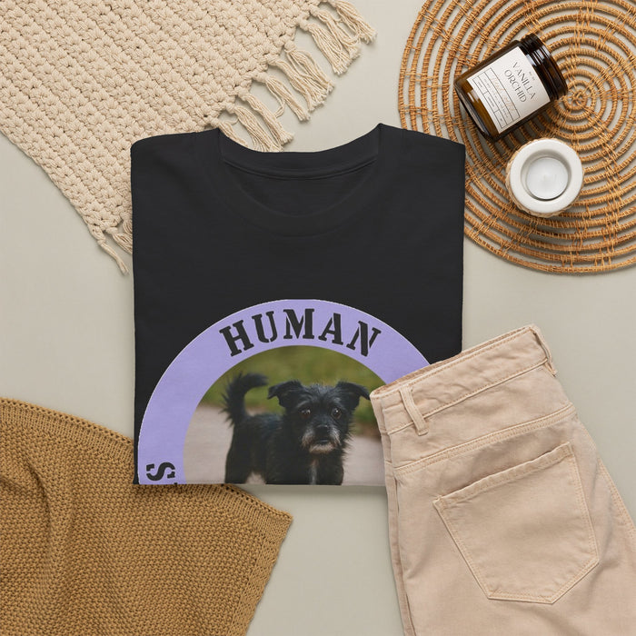 Human Security Blanket T-Shirt — Cute Black Dog Graphic Tee