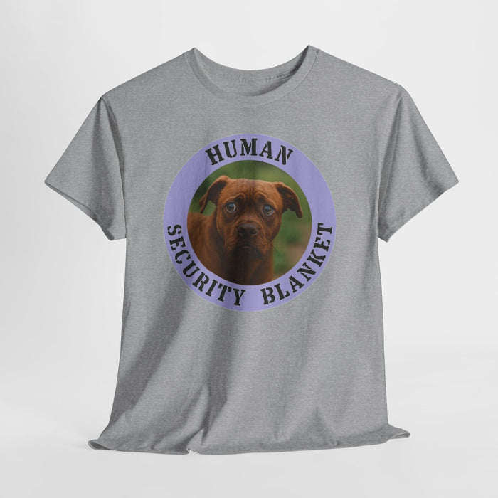Pit Bull Dog “Human Security Blanket” T-Shirt — Cute Boxer Pup Graphic Tee