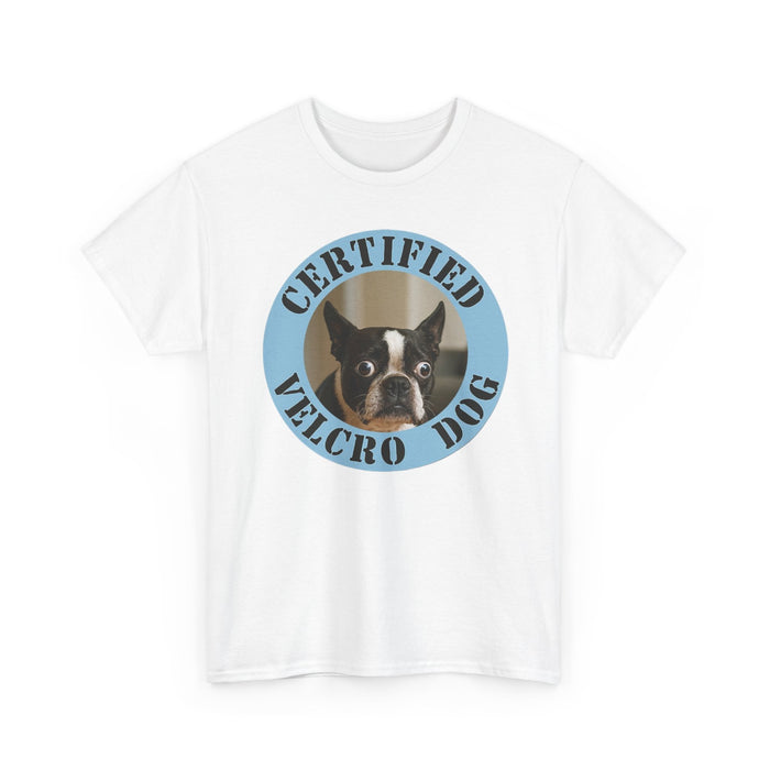Certified Velcro Dog T‑Shirt — Funny Boston Terrier Pet Lover Tee