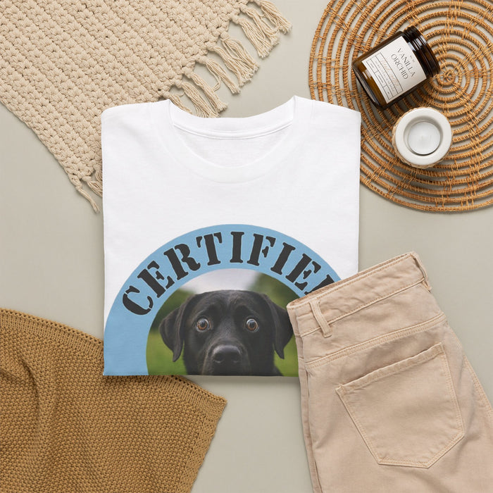 Labrador retriever Certified Velcro Dog T‑Shirt — Funny Black Lab Pet Owner Tee