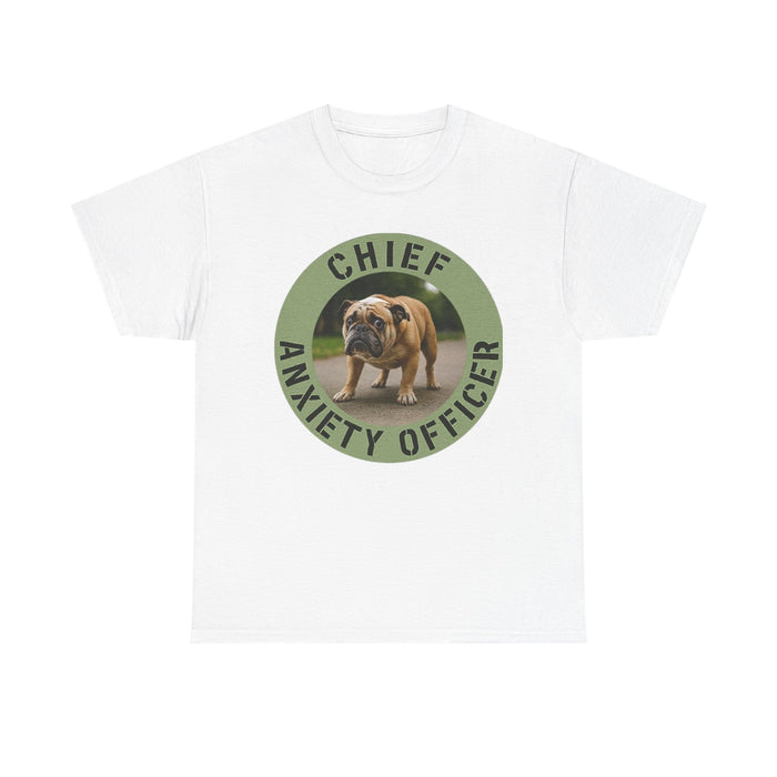 Chief Anxiety Officer T-Shirt — Funny Bulldog Pet Tee