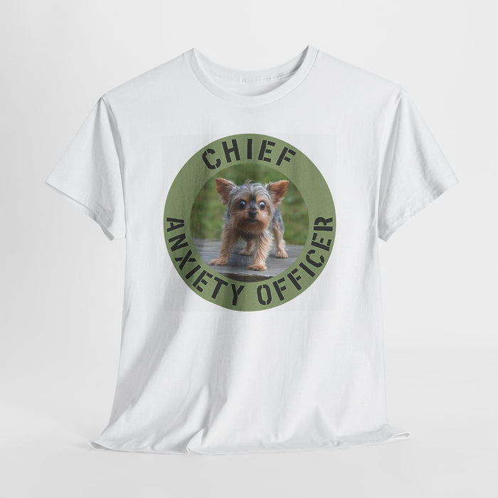 Yorkie Chief Anxiety Officer T-Shirt — Cute Nervous Dog Graphic Tee