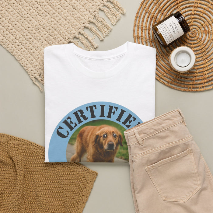 T-Shirt — "Certified Velcro Dog" Funny Golden Retriever Tee