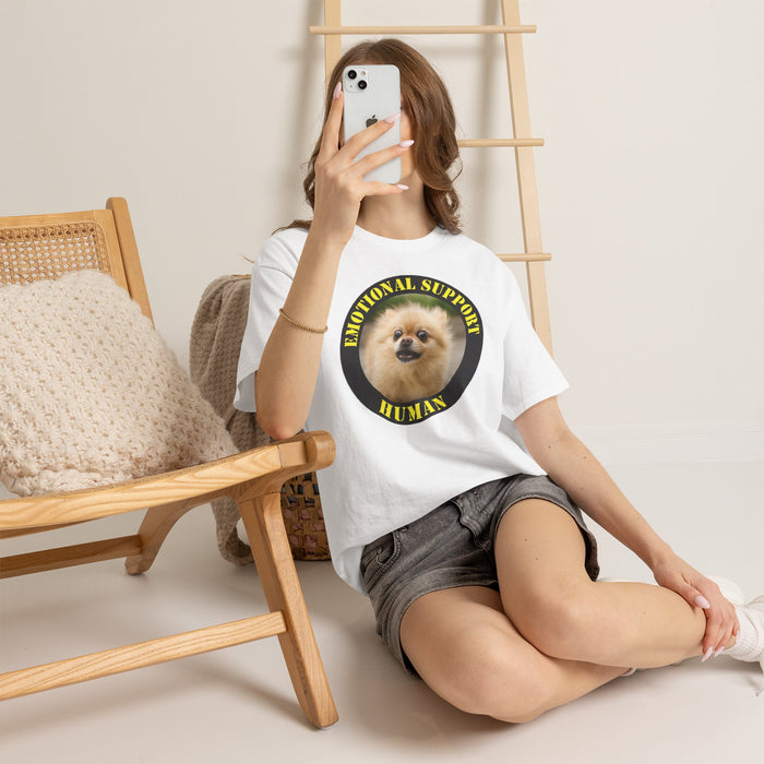 Emotional Support Human T‑Shirt — Cute Pomeranian Therapy Dog Tee