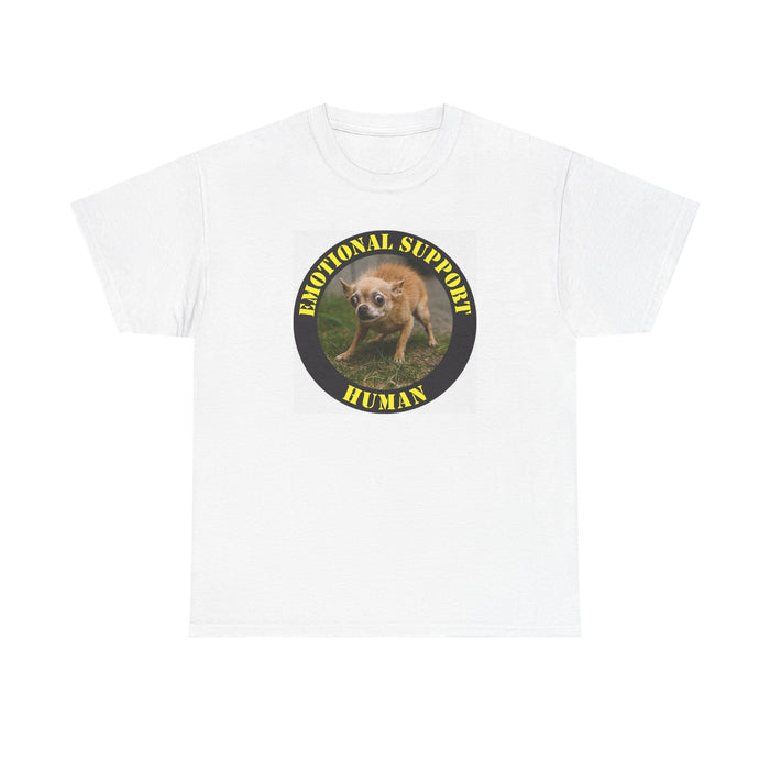 Emotional Support Human T‑Shirt — Funny Rescue Dog Badge Tee