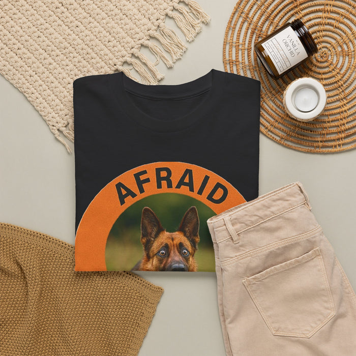 Afraid But Trying Tee — Motivational German Shepherd T‑Shirt