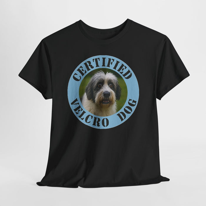 Old English Sheepdog Certified Velcro Dog T‑Shirt — Funny Pet Lover Tee