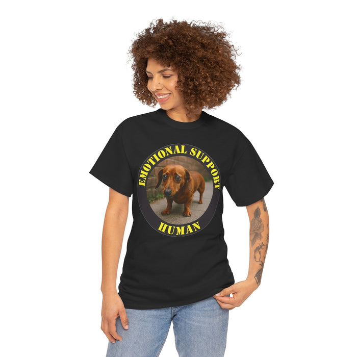 Emotional Support Human T-Shirt — Cute Dachshund Rescue Tee