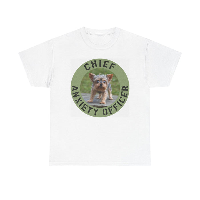 Yorkie Chief Anxiety Officer T-Shirt — Cute Nervous Dog Graphic Tee