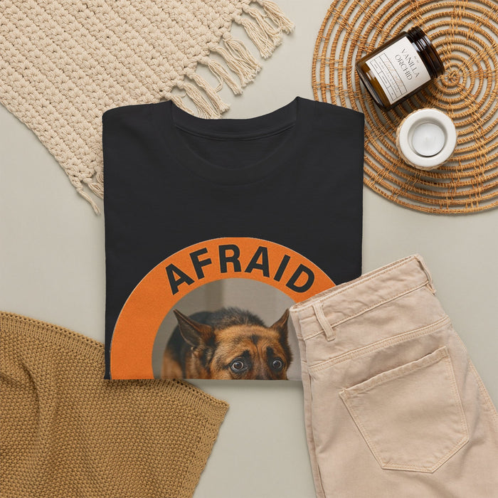 Afraid But Trying Dog T‑Shirt — Cute Encouragement Graphic Tee