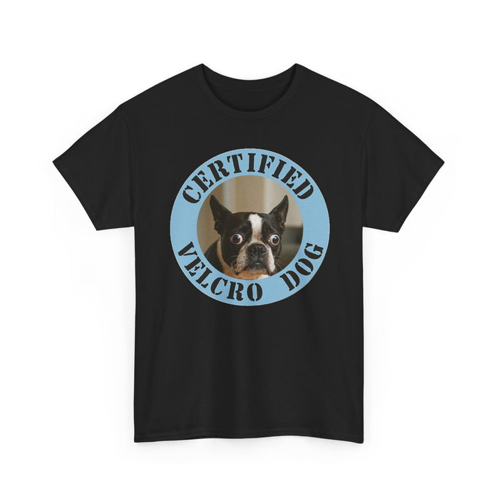 Certified Velcro Dog T‑Shirt — Funny Boston Terrier Pet Lover Tee