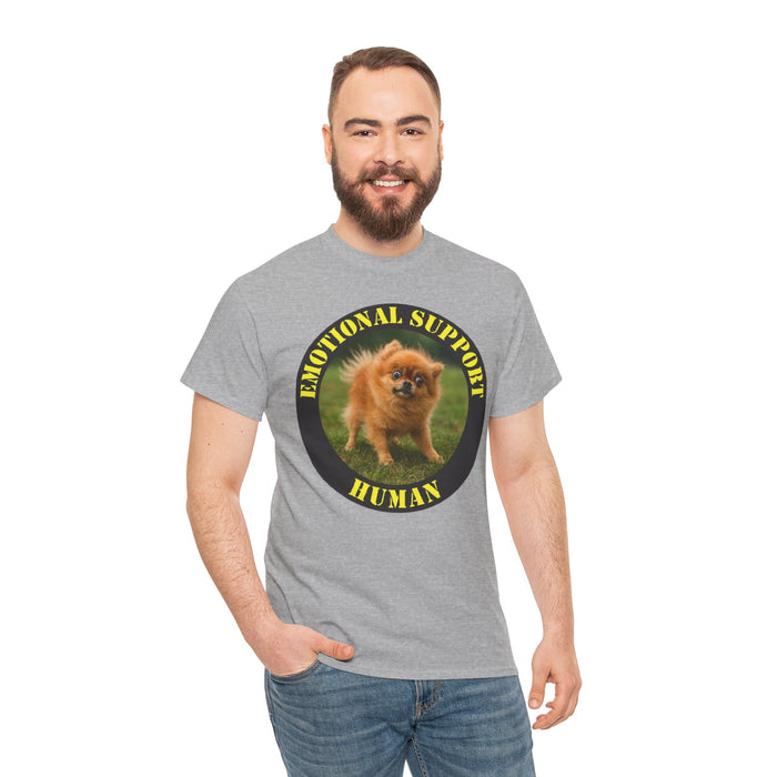 Emotional Support Human T‑Shirt — Cute Pomeranian Dog Graphic Tee