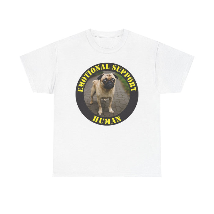 Emotional Support Human T‑Shirt — Funny Pug Pet Lover Tee