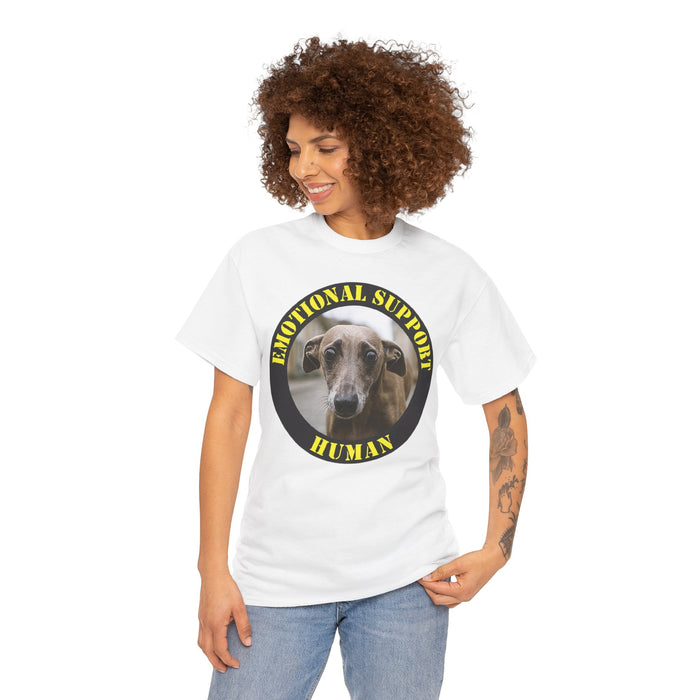 Emotional Support Human Tee — Funny Dog Portrait Shirt for Pet Lovers