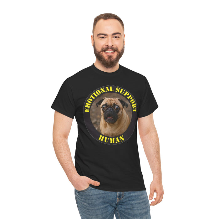 Emotional Support Human T-Shirt – Pug Graphic Tee, Funny Dog Lover Gift