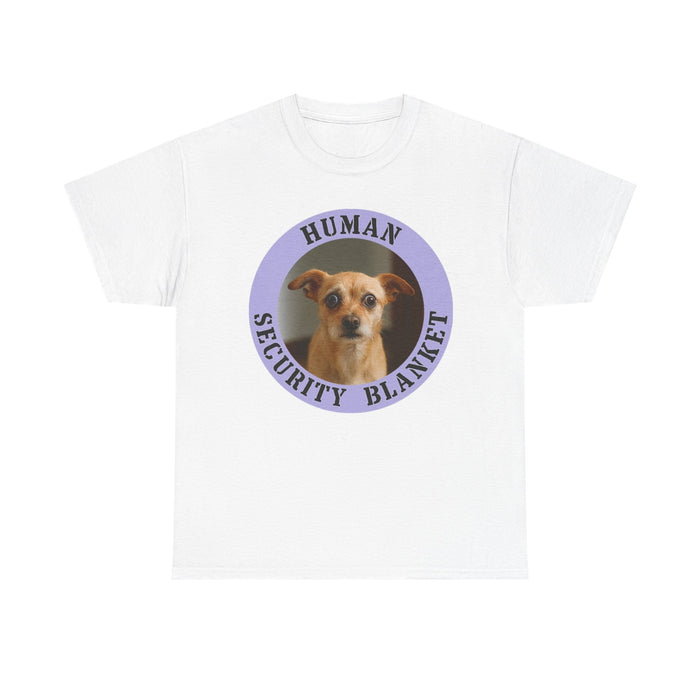Human Security Blanket T-Shirt — Cute Dog Photo Graphic Tee