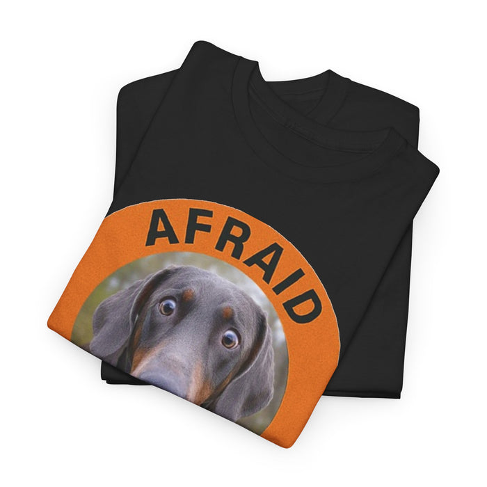 Doberman Afraid But Trying Tee — Cute Anxious Dog Motivational Graphic T-Shirt