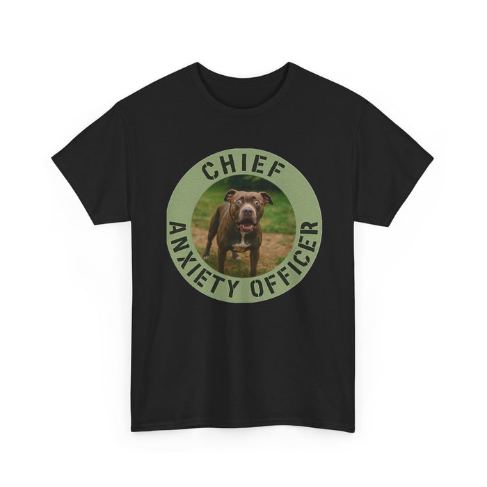 Dog Lover T-Shirt — "Chief Anxiety Officer" Graphic Tee with Funny Pup Design