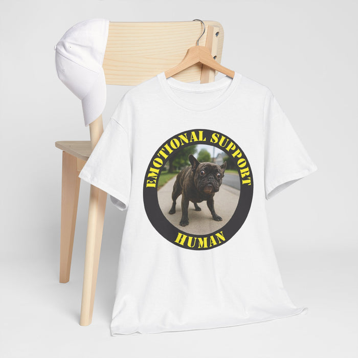 Emotional Support Human T‑Shirt – Funny Pet Rescue Tee with French Bulldog Photo
