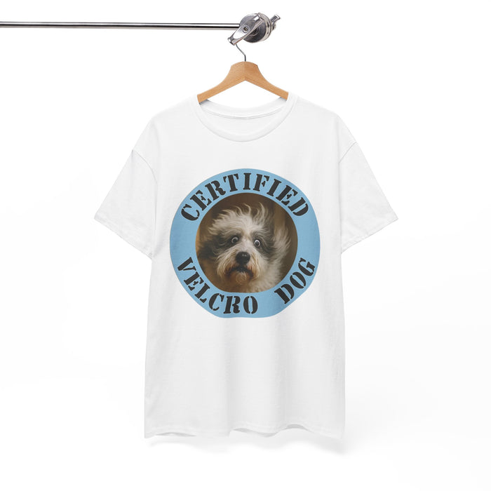 Certified Velcro Dog T‑Shirt — Funny Pet Lover Tee featuring Dog Portrait