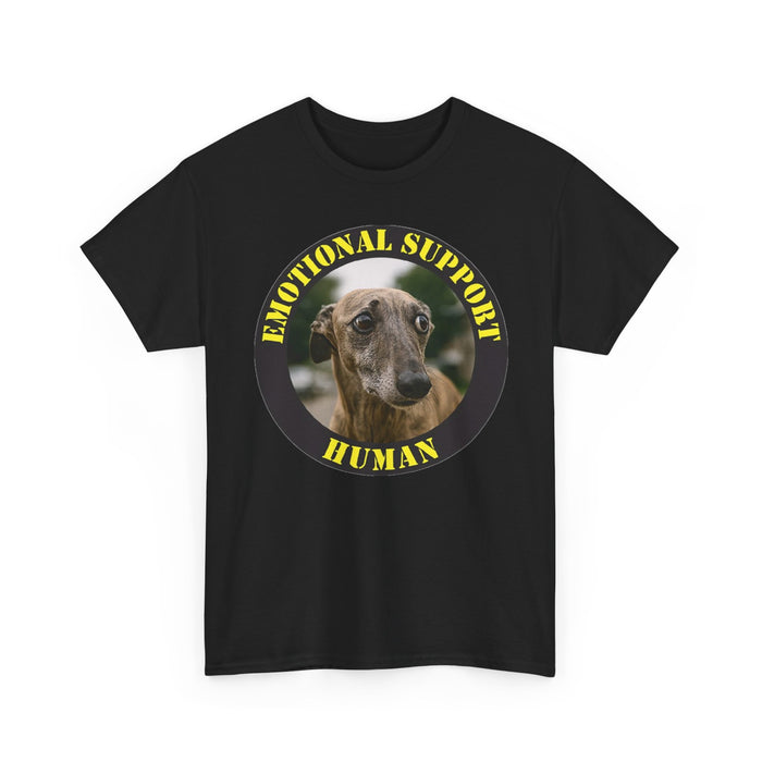Emotional Support Human Tee — Cute Greyhound Photo Graphic Shirt