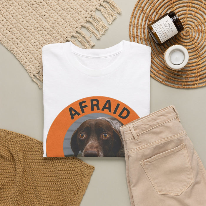 Afraid But Trying Dog T‑Shirt — Cute Motivational Graphic Tee