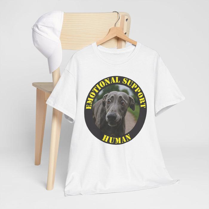 Emotional Support Human T‑Shirt — Rescue Dog Photo Tee for Pet Lovers
