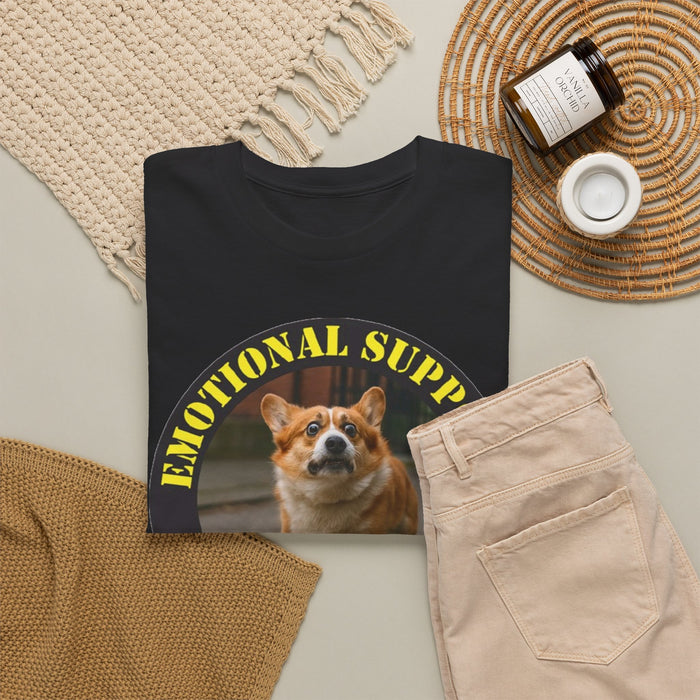 Emotional Support Human Tee — Corgi Patch Graphic T-Shirt