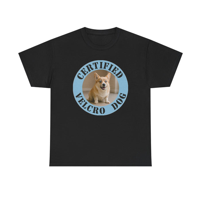 T-Shirt — "Certified Velcro Dog" Corgi Graphic Tee