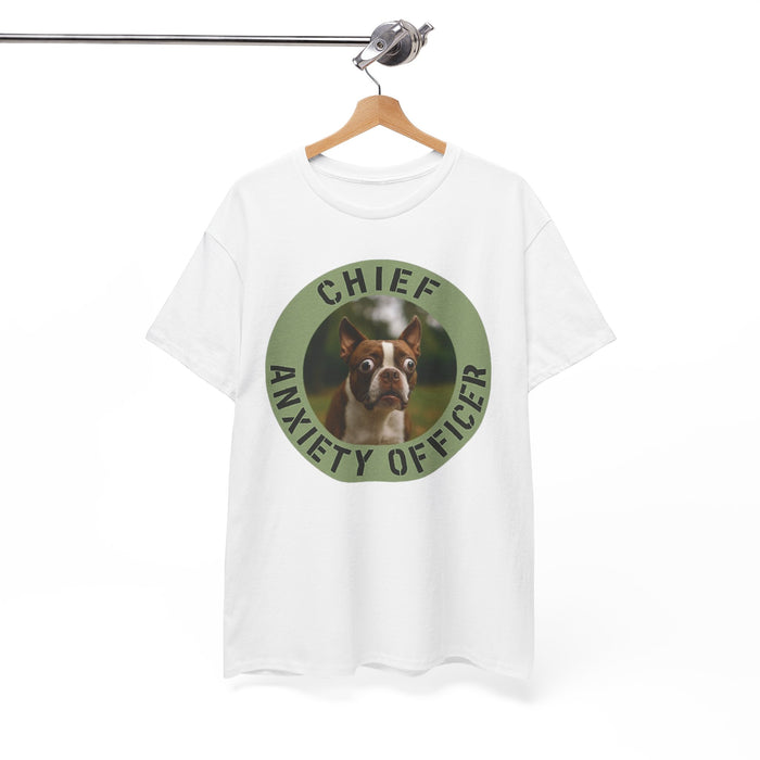Chief Anxiety Officer Dog T-Shirt — Funny Boston Terrier Pet Tee