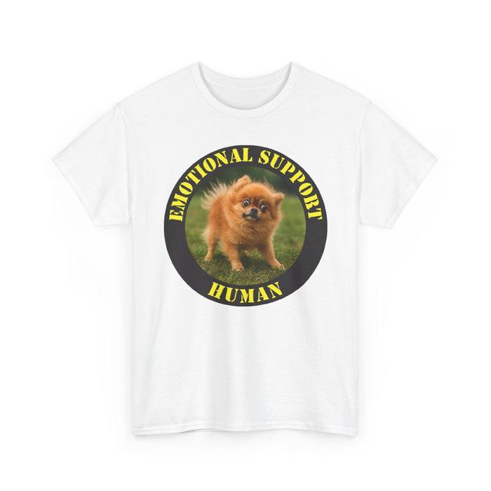 Emotional Support Human T‑Shirt — Cute Pomeranian Dog Graphic Tee