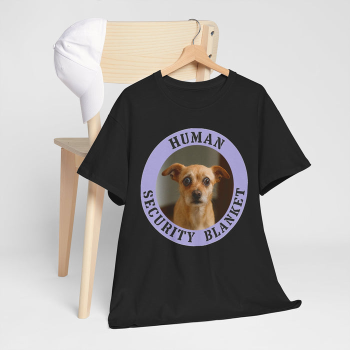 Human Security Blanket T-Shirt — Cute Dog Photo Graphic Tee