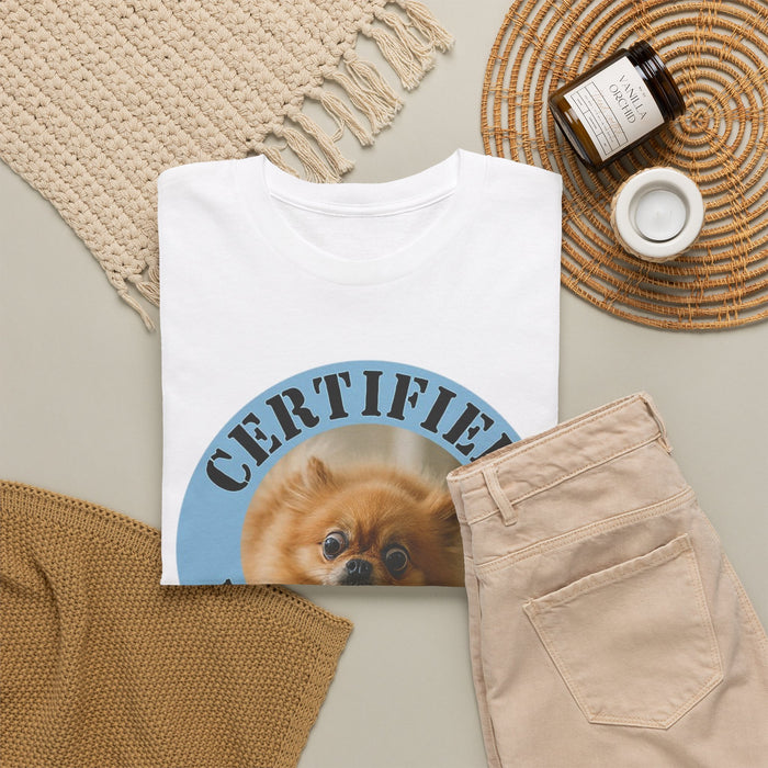 Certified Velcro Dog T‑Shirt — Funny Pomeranian Pet Lover Tee