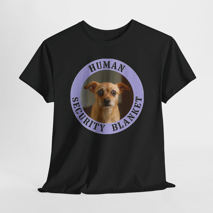 Human Security Blanket T-Shirt — Cute Dog Photo Graphic Tee