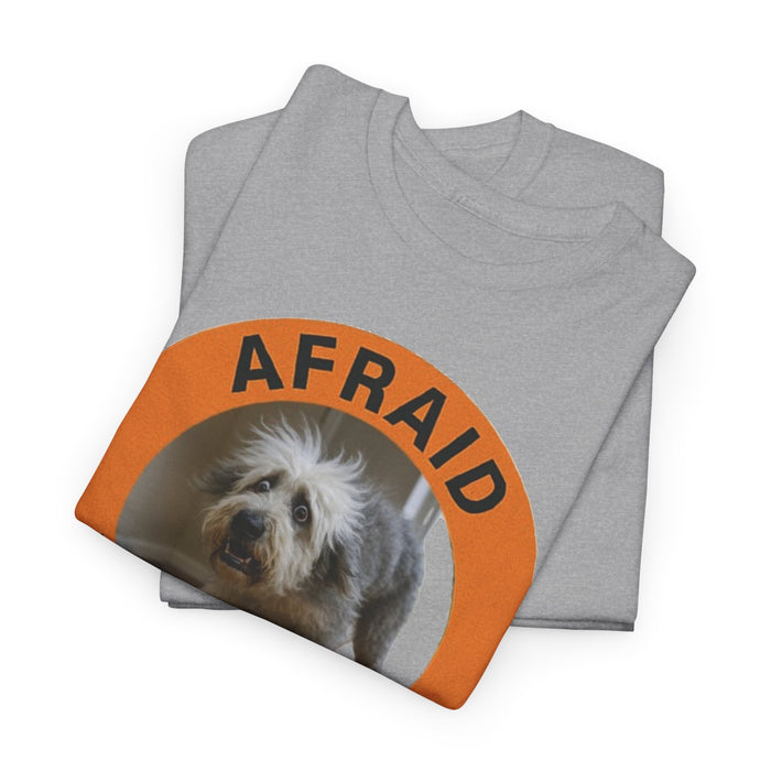 Afraid But Trying T‑Shirt — Cute Rescue Dog Motivational Old English Sheepdog Tee